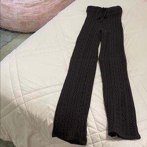Dark Brown Cable Knit Pants